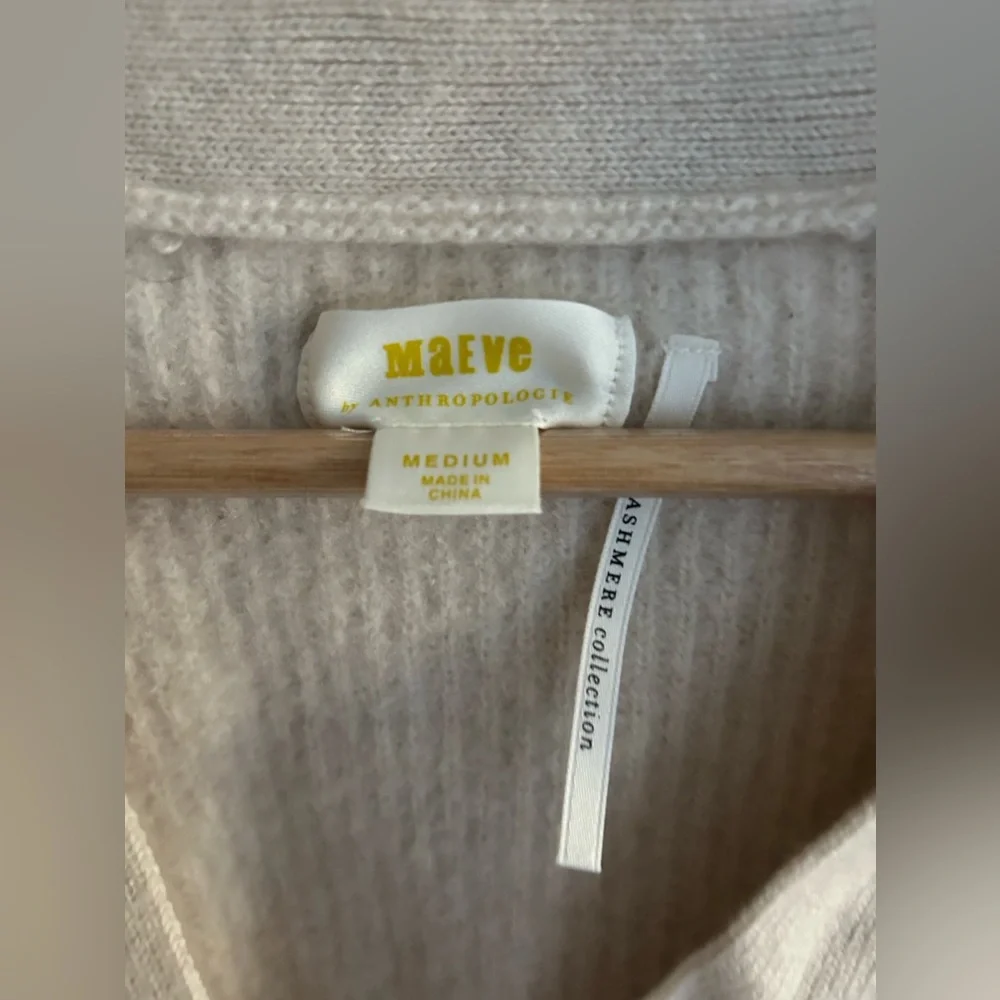 Maeve by Anthropologie 100% Cashmere Cream Colored Cropped Cardigan - Picture 6 of 10